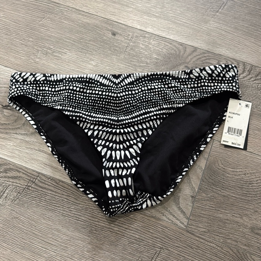 KENNETH COLE black and white bikini bottom Size Large NWT